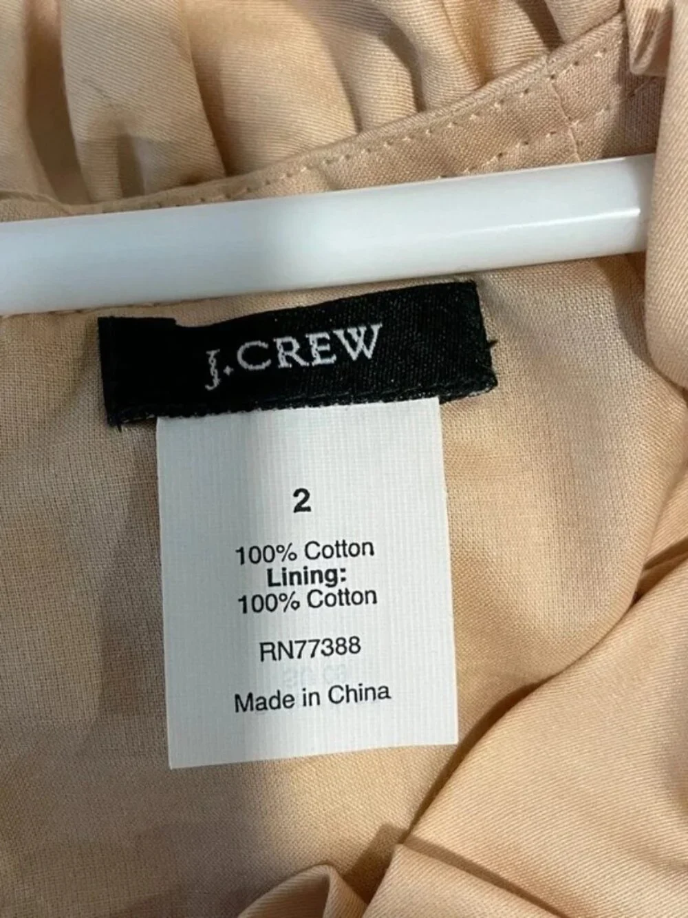 J.Crew Women’s Beige Ruffle Neck Sleeveless Cotton Dress 2
